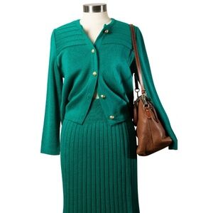 Mita Knit Cardigan and Skirt Set ca. 1980s (8P) ONE OWNER